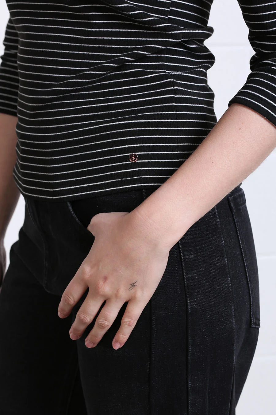Rant & Rave Molly Stripe Top - Black