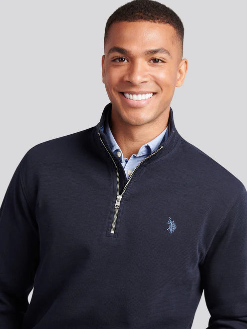 U.S. POLO ASSN. French Rib 1/4 Funnel Jumper - Atmosphere Marl