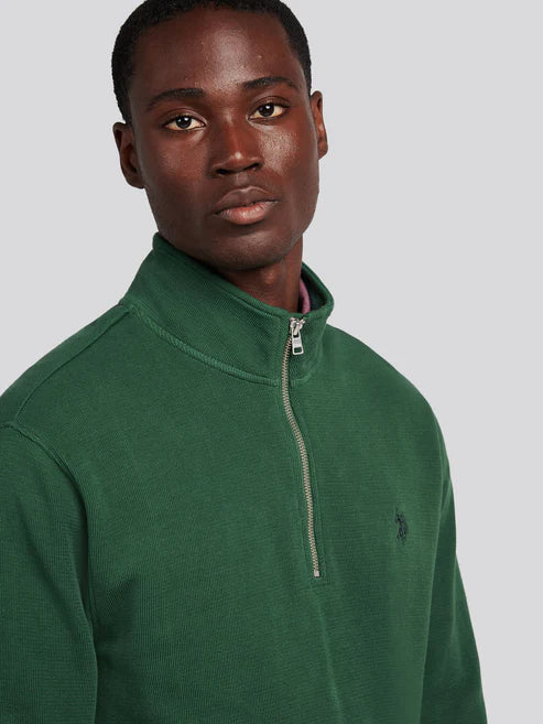 U.S. POLO ASSN. French Rib 1/4 Funnel Neck Sweater - Pineneedle