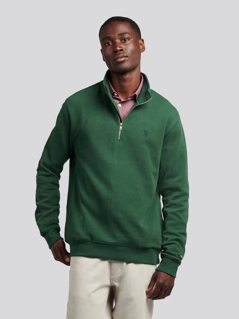 U.S. POLO ASSN. French Rib 1/4 Funnel Neck Sweater - Pineneedle
