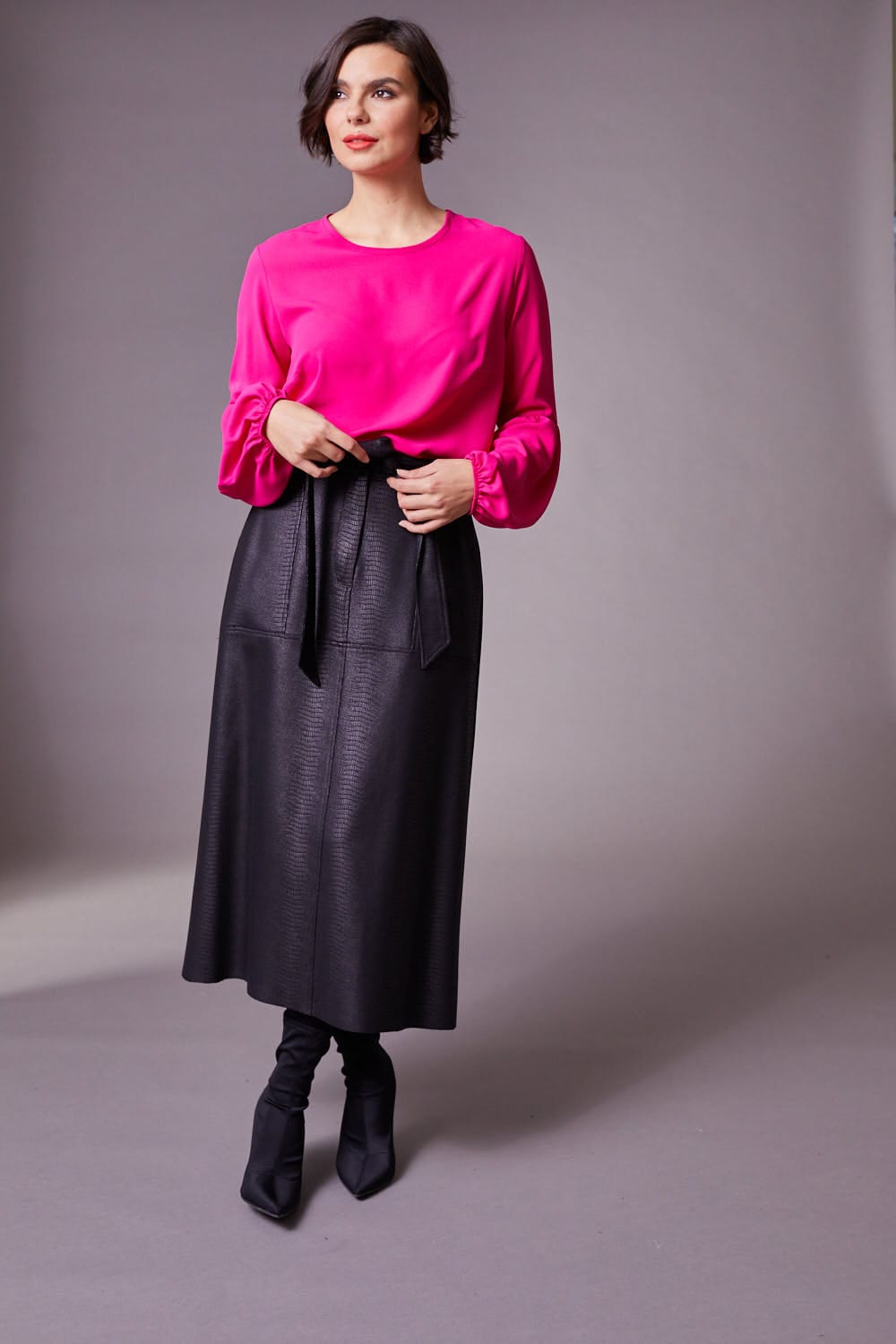 Peruzzi Mock Suede Skirt - Black