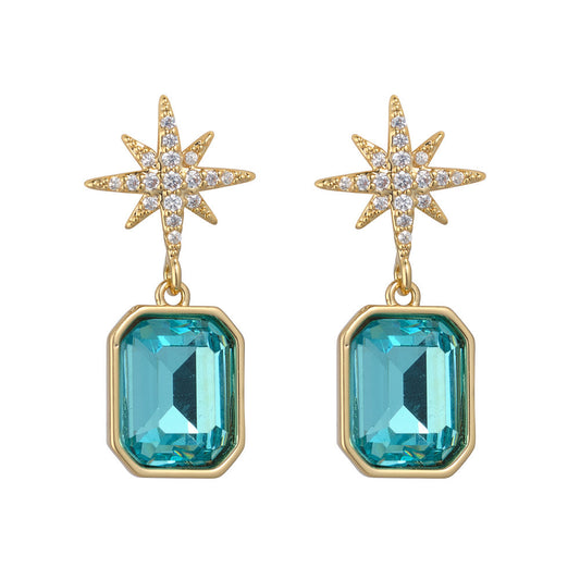 Knight & Day Aqua Crystal Star Earrings