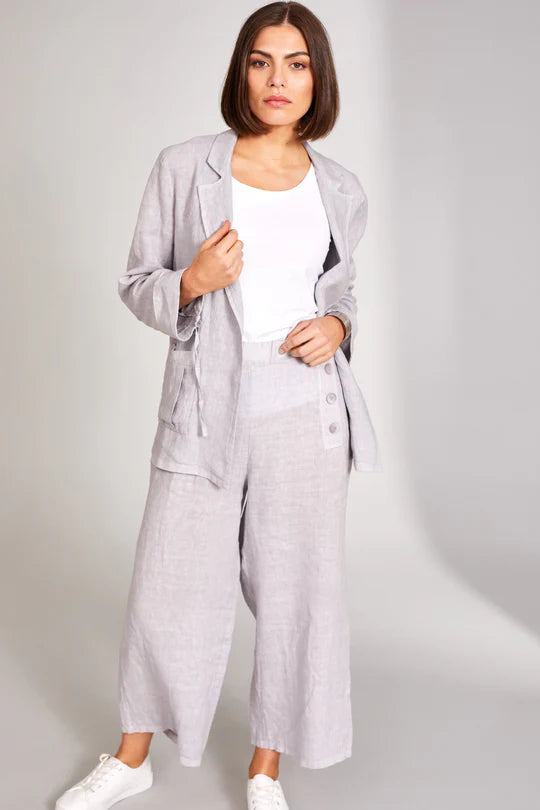 Peruzzi Linen Drawstring Jacket - Grey