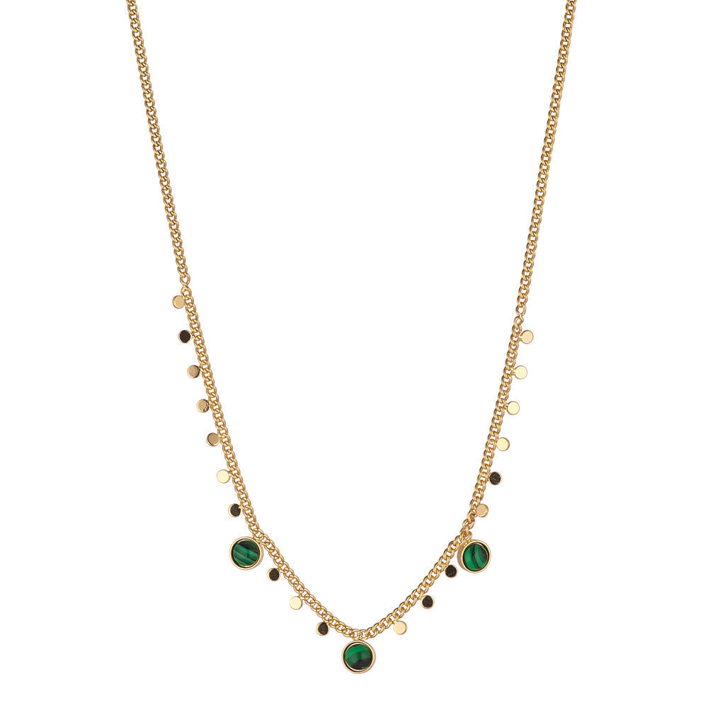 Knight & Day Gold Disc & Malachite Necklace