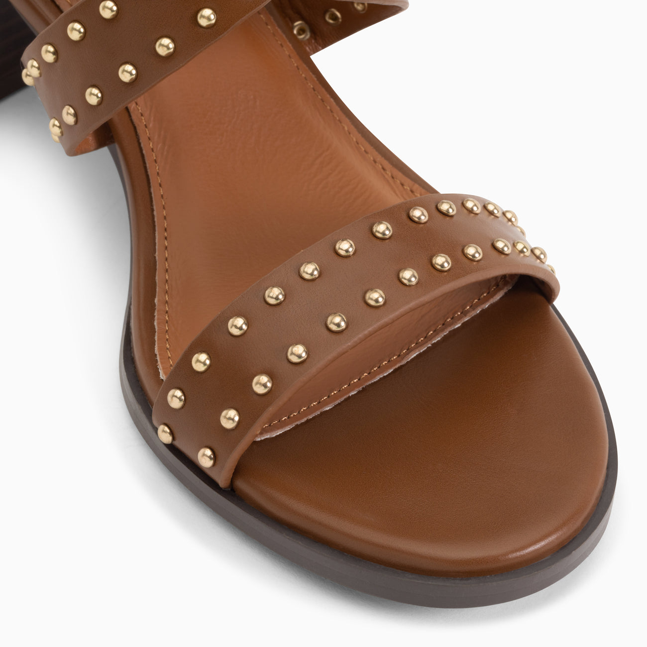 Vanessa Wu Agathe Stud Heeled Sandals - Camel