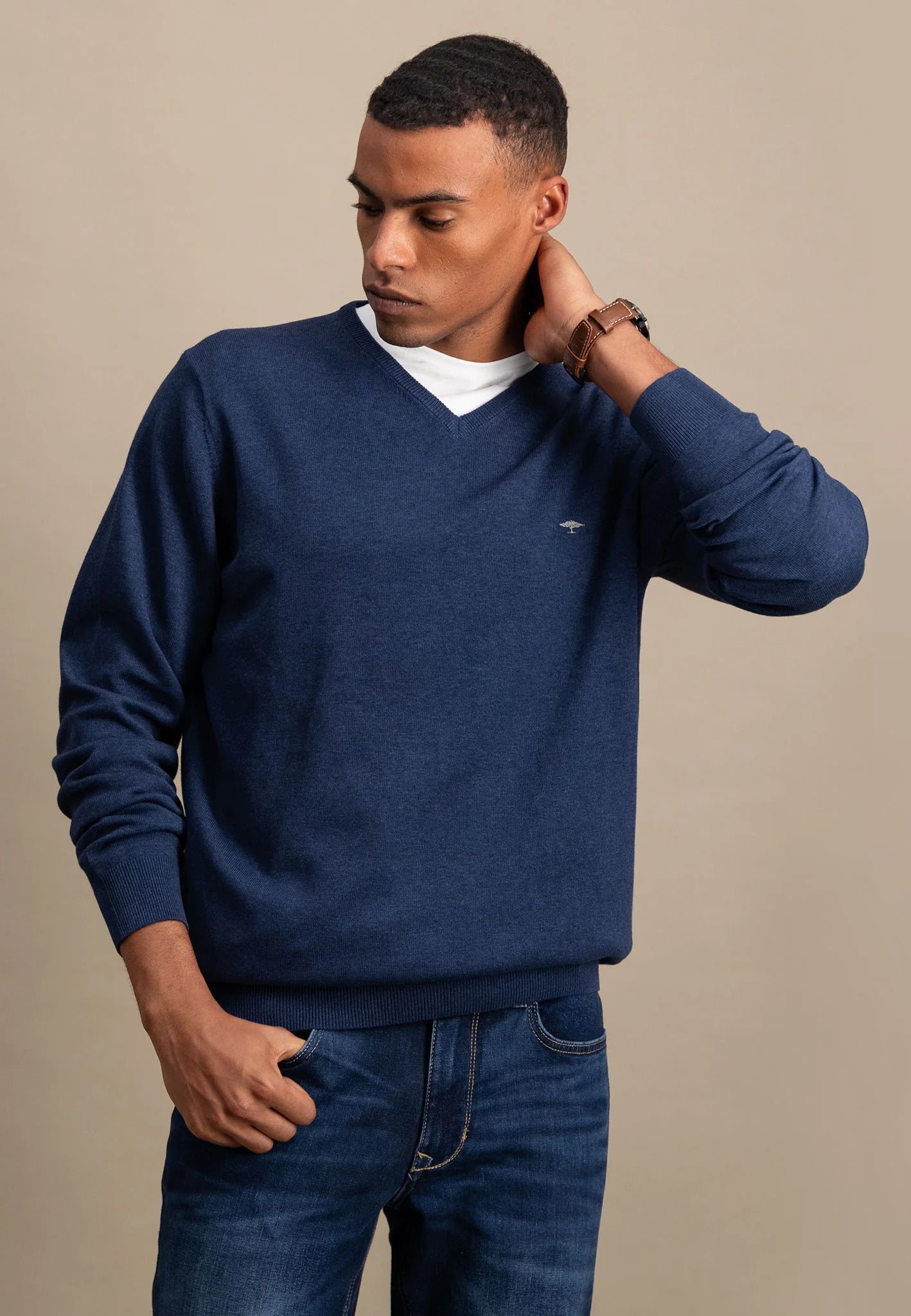 Fynch Hatton V-Neck Superfine Knit - Night