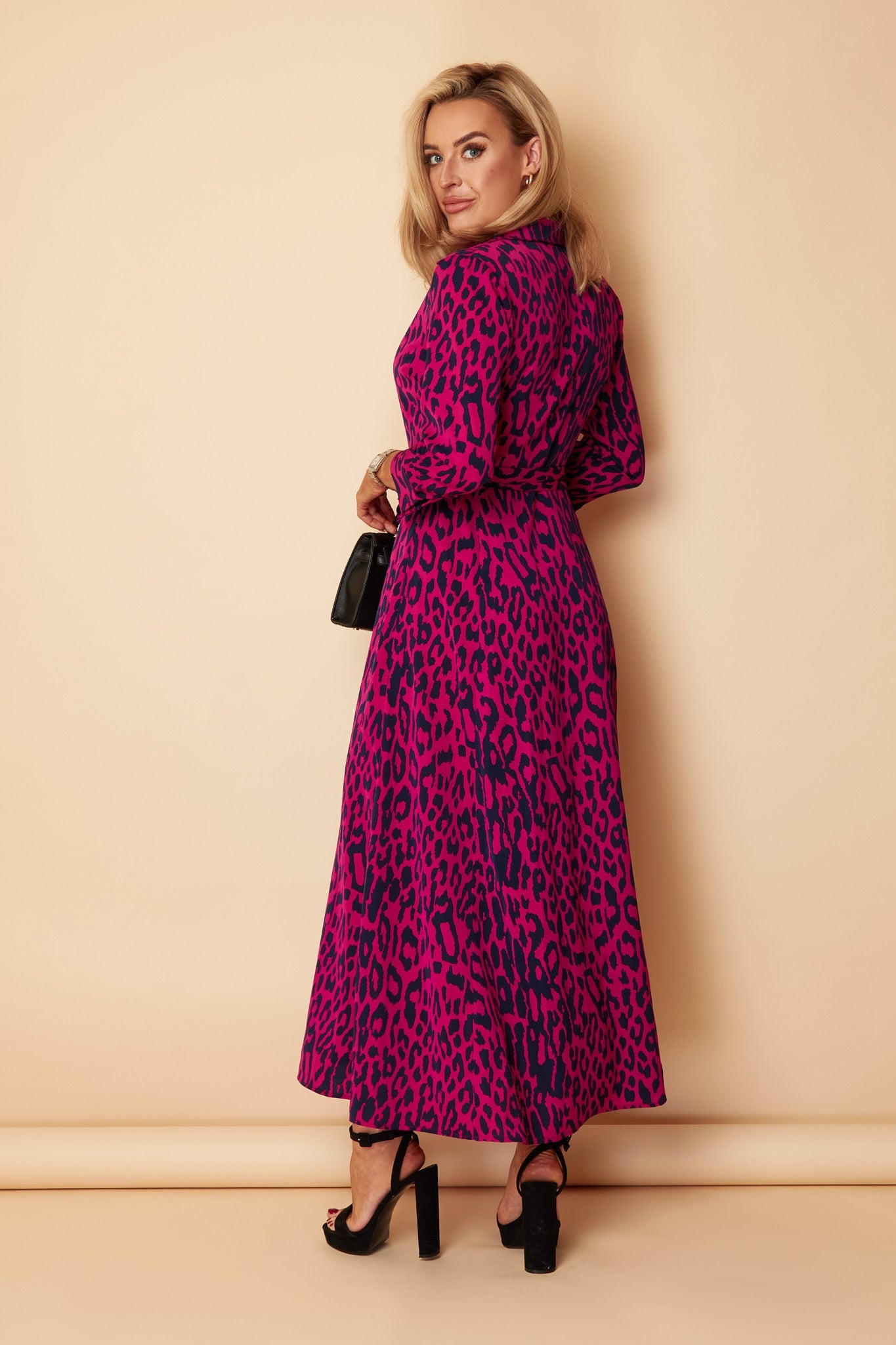 Girl in Mind Angela Purple & Navy Leopard Print Maxi Dress