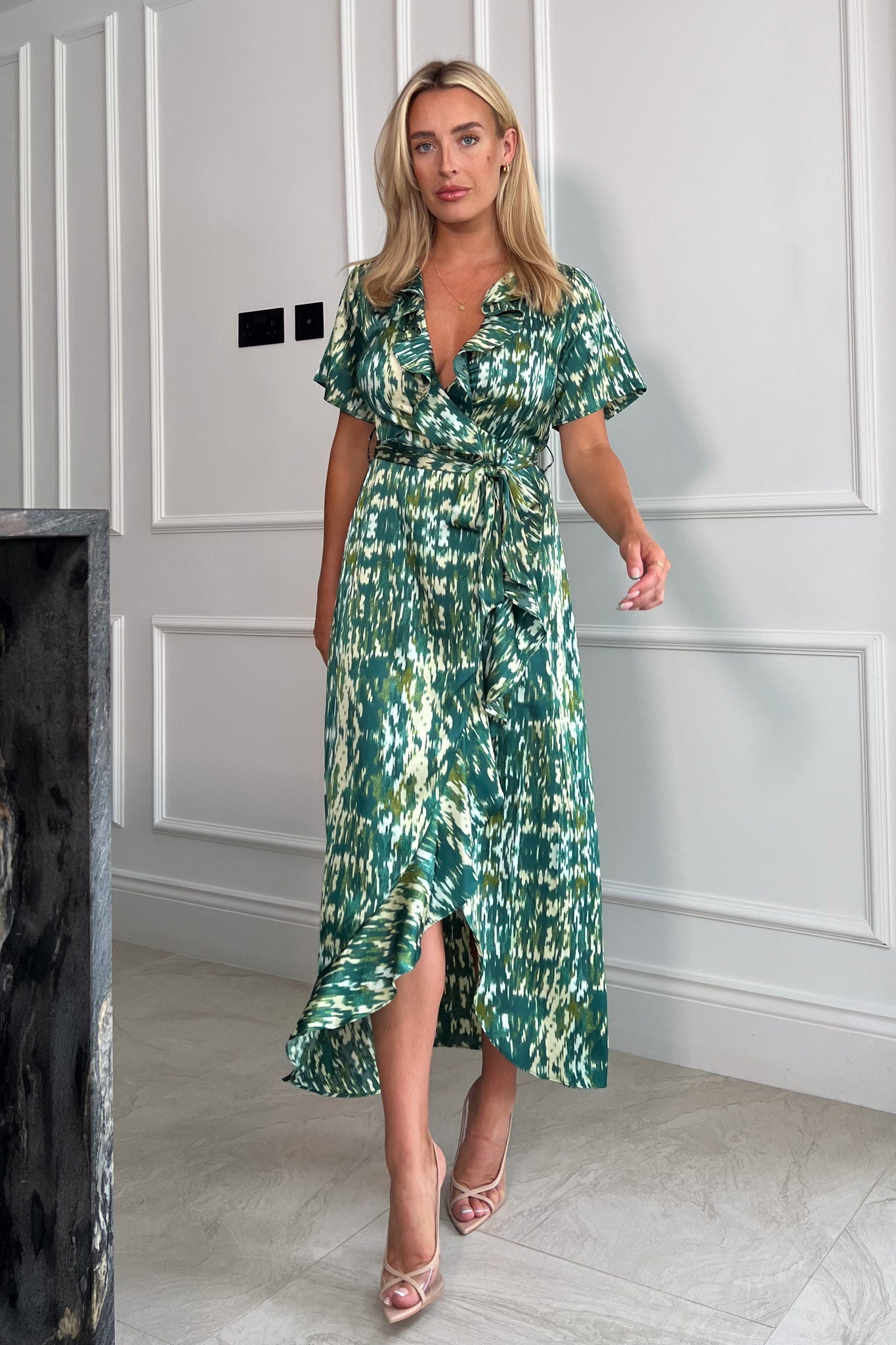 Girl In Mind Rita Frill Detail Neck Maxi Dress
