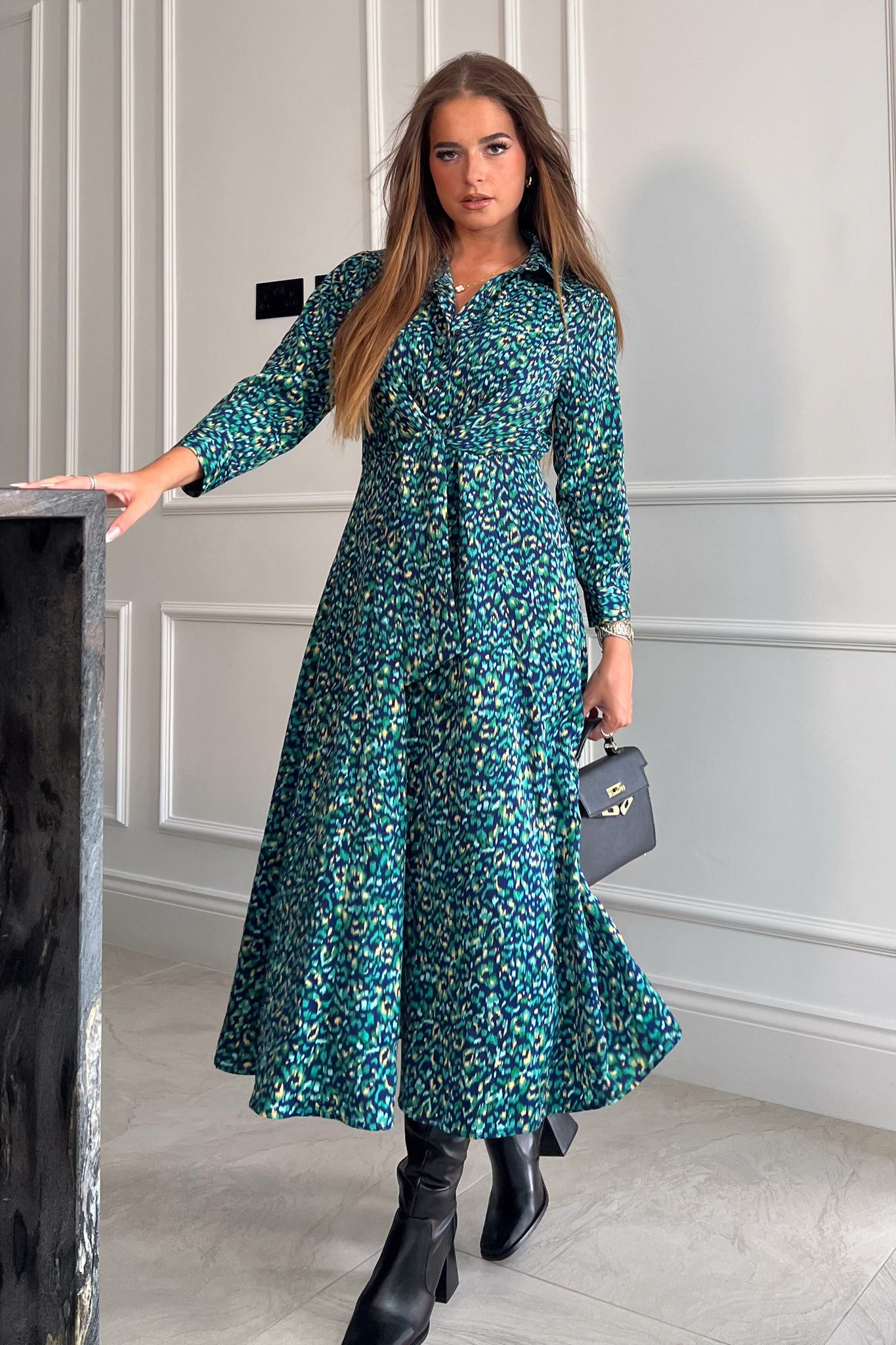 Girl in Mind Odette Tie Front Dress - Green