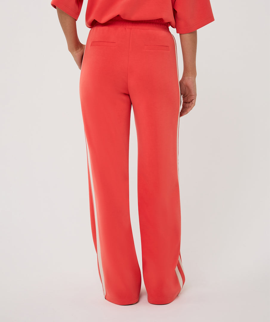 EsQualo Wide Leg Stripe Trousers - Chilli red