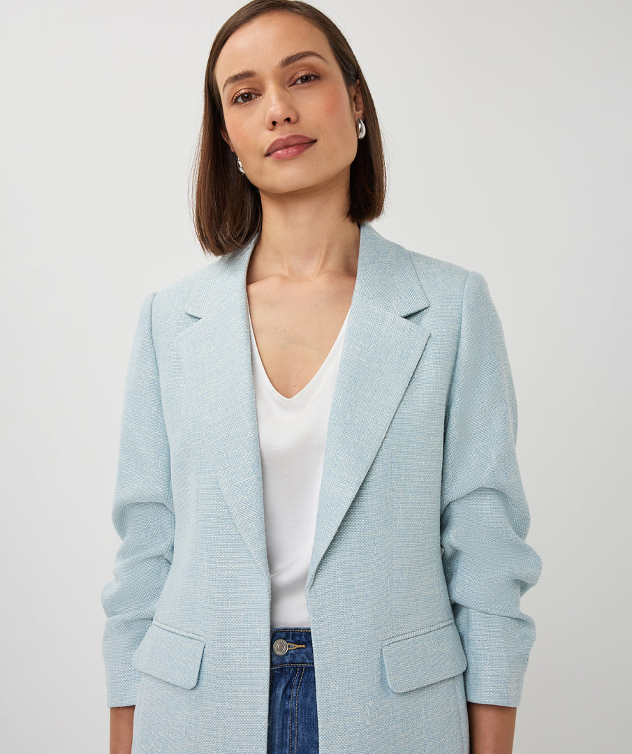 EsQualo Linen Look Blazer - Blue