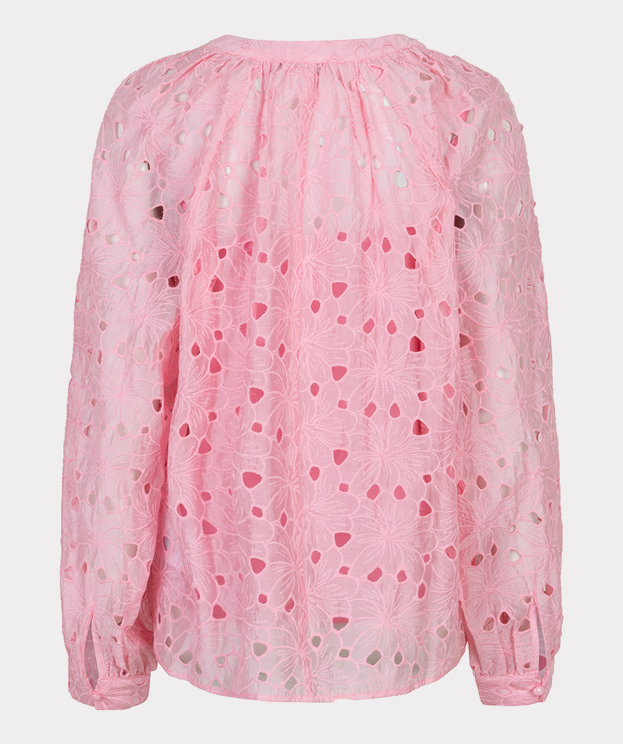 EsQualo Embroidery Raglan Blouse - Romance Rose