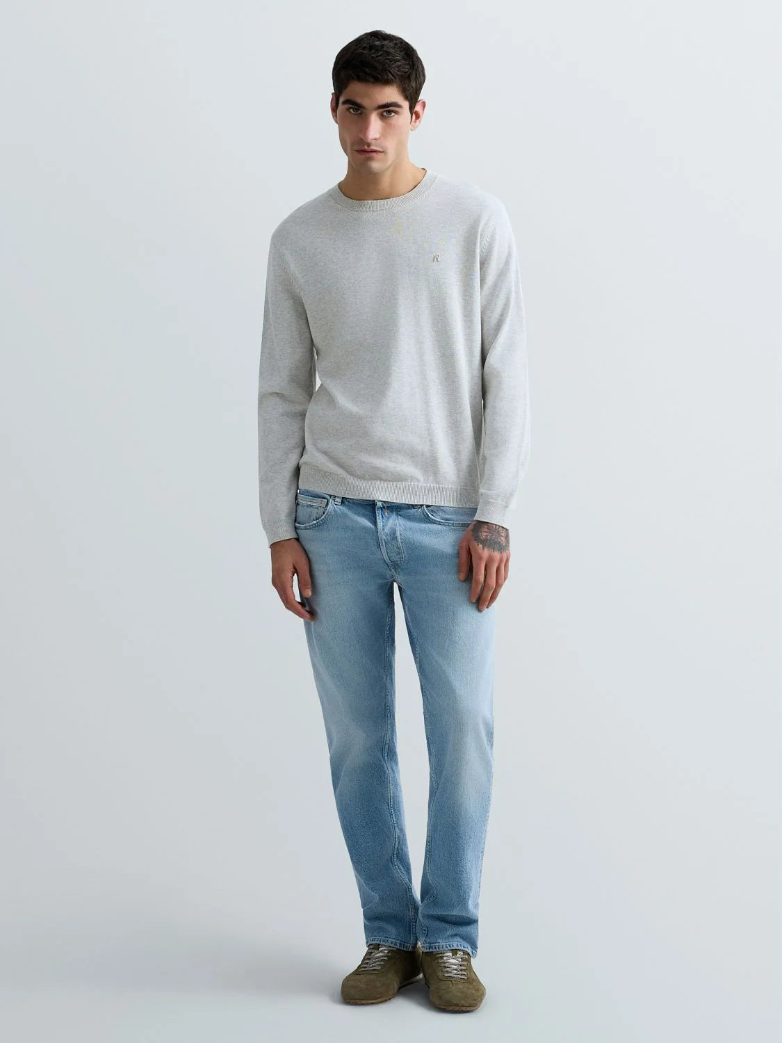 Replay Cotton Crew Neck Jumper - Silver