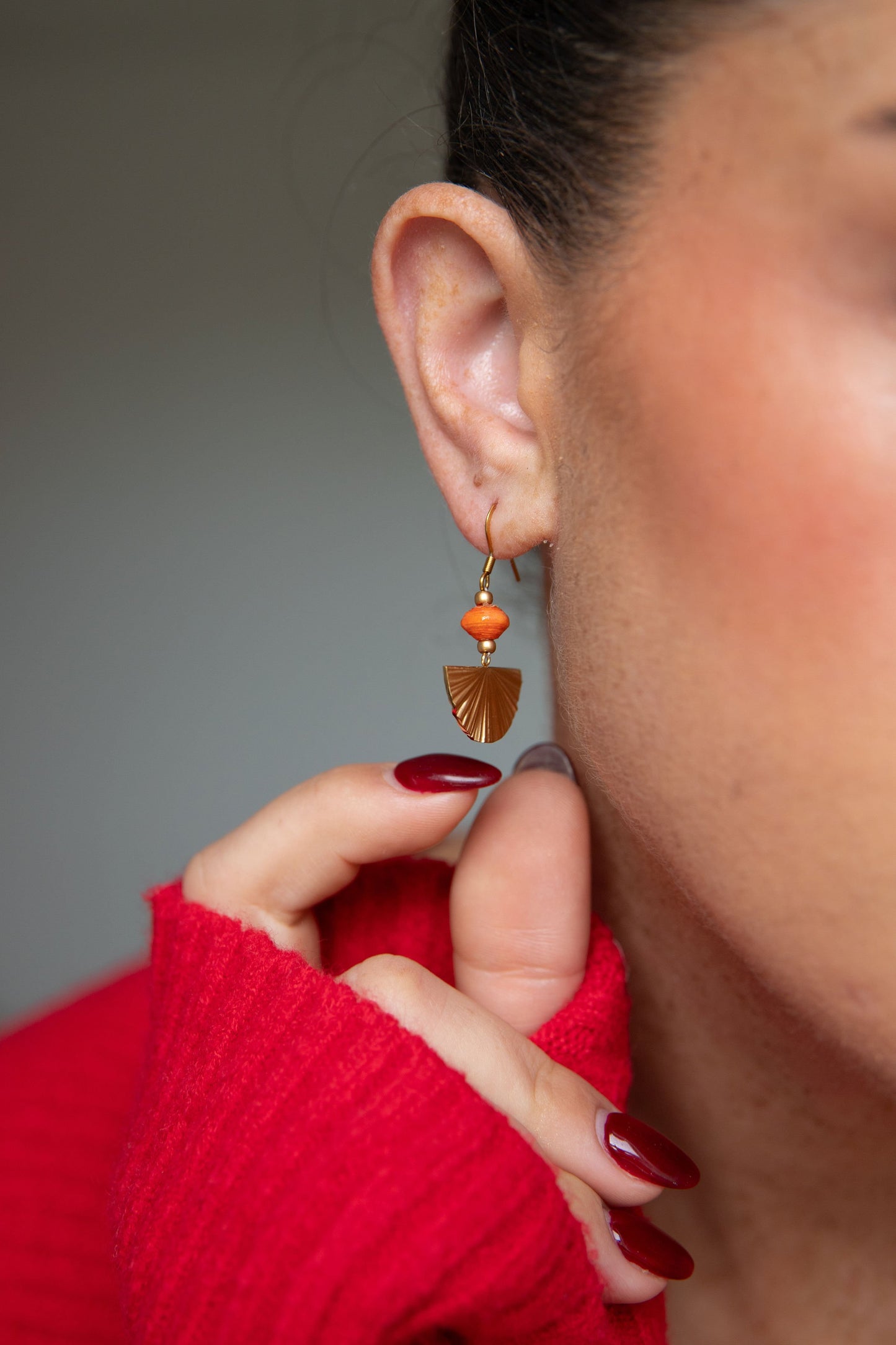 Paperchain Cynthia Fan Earring - Orange