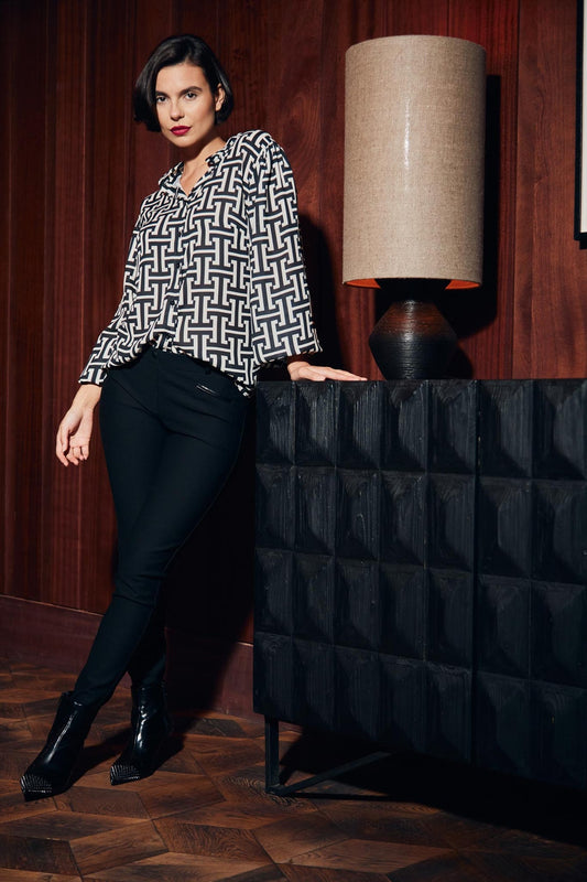 Peruzzi Pleather Trim Legging - Black