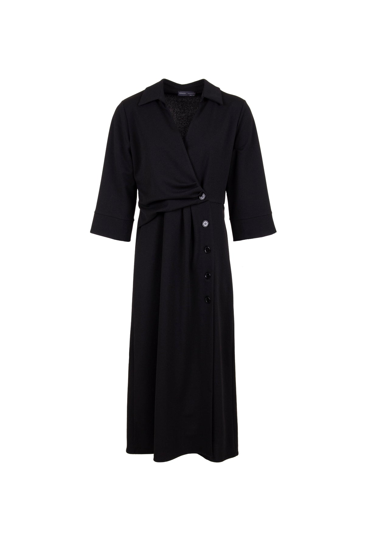 Peruzzi Side Button Dress - Black
