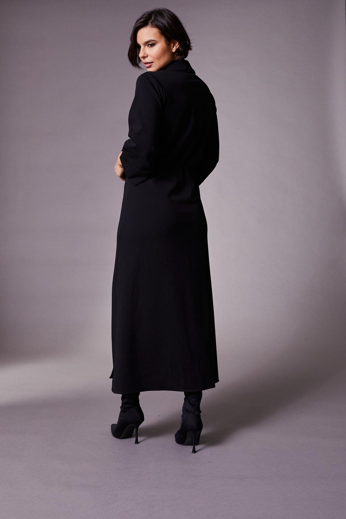 Peruzzi Side Button Dress - Black