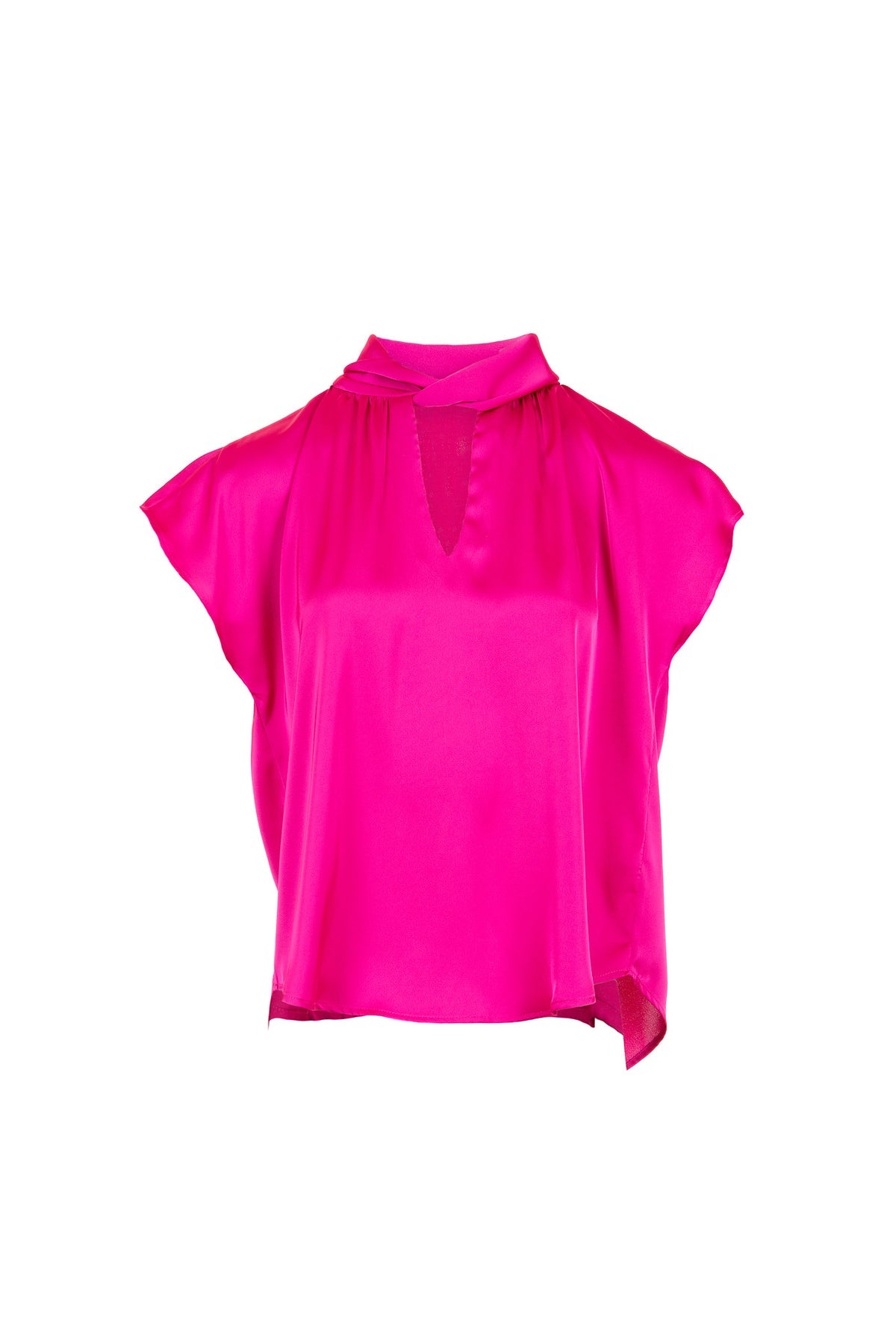 Peruzzi Tie Satin Top - Fuchsia