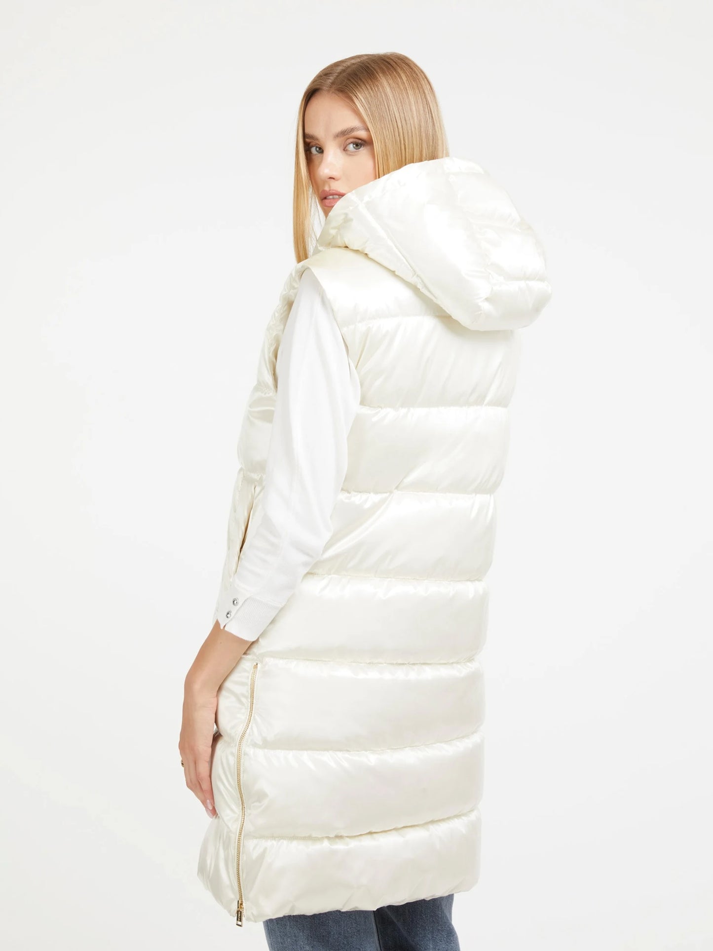 Guess Noemi Padded Long Vest - White