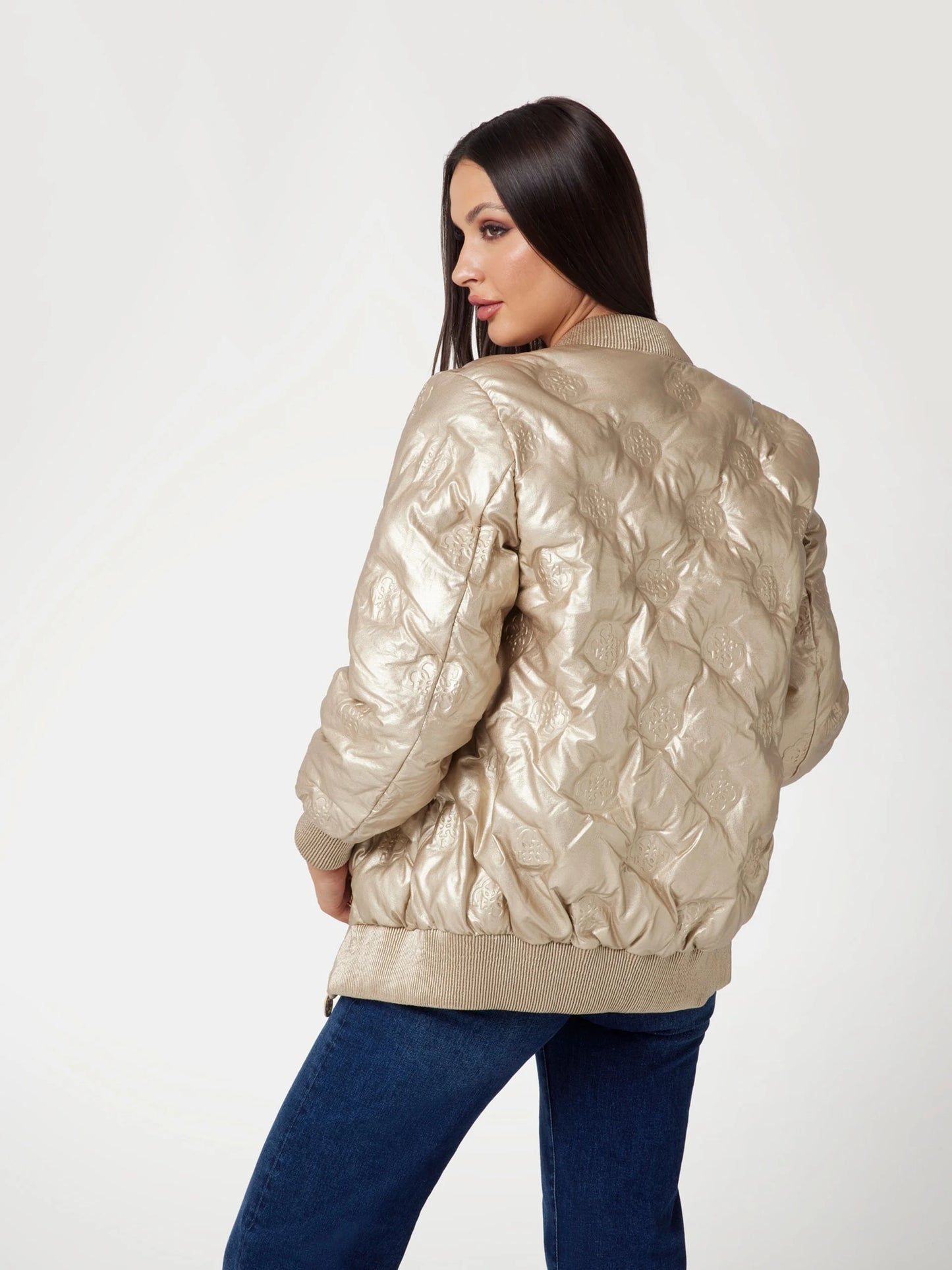 Guess Faux Leather Marianne Bomber - Gold