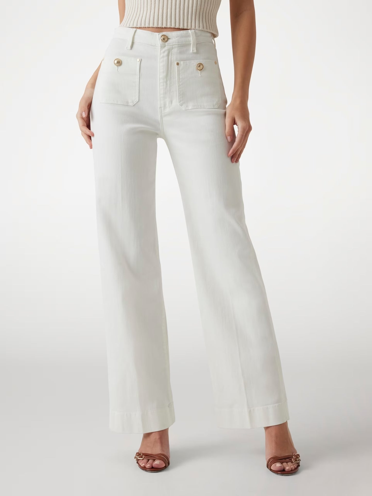 Guess Sailor Wideleg Jean - White