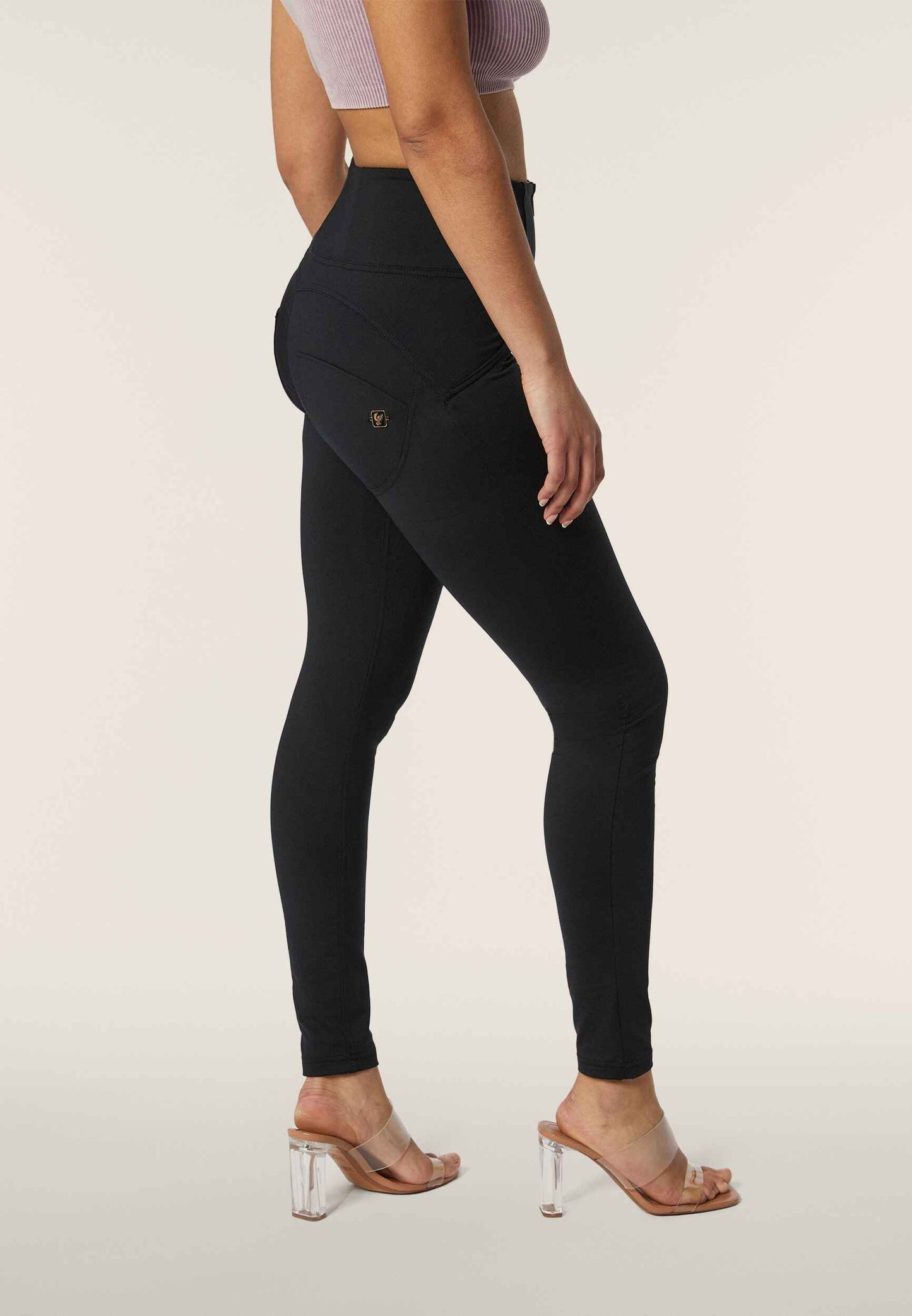 Freddy Gold Zip High Waist Trousers - Black