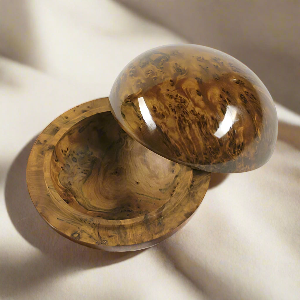 Handmade Thuya Wood Round Jewellery Box