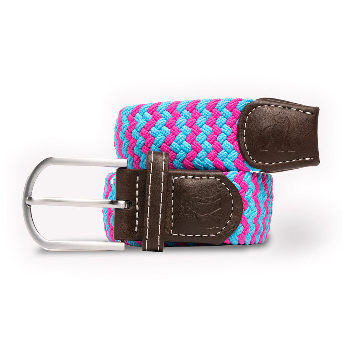 Swole Panda Woven Belt - Blue / Pink Zigzag