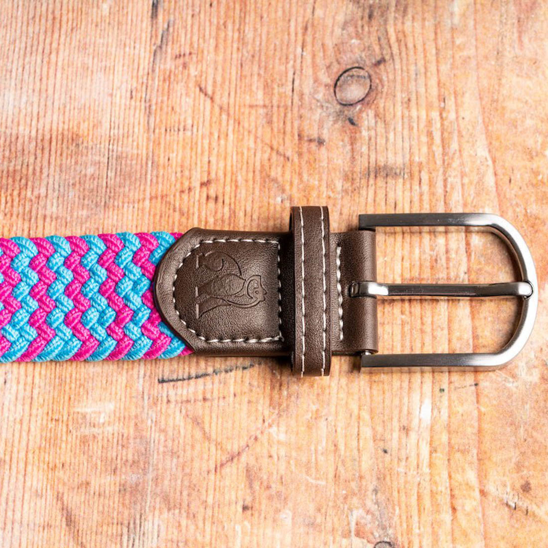 Swole Panda Woven Belt - Blue / Pink Zigzag