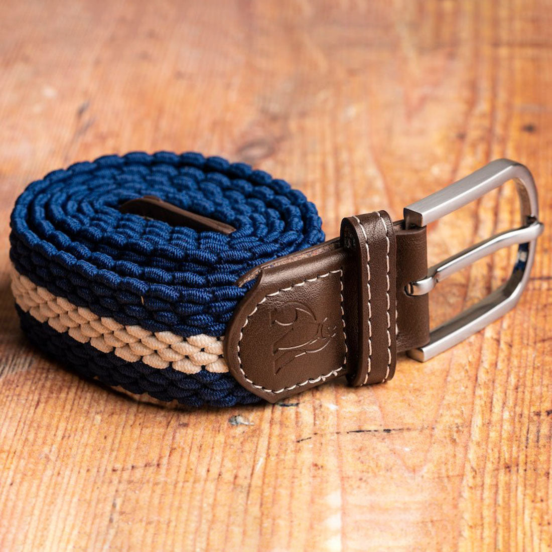 Swole Panda Woven Belt - Blue/White Stripe