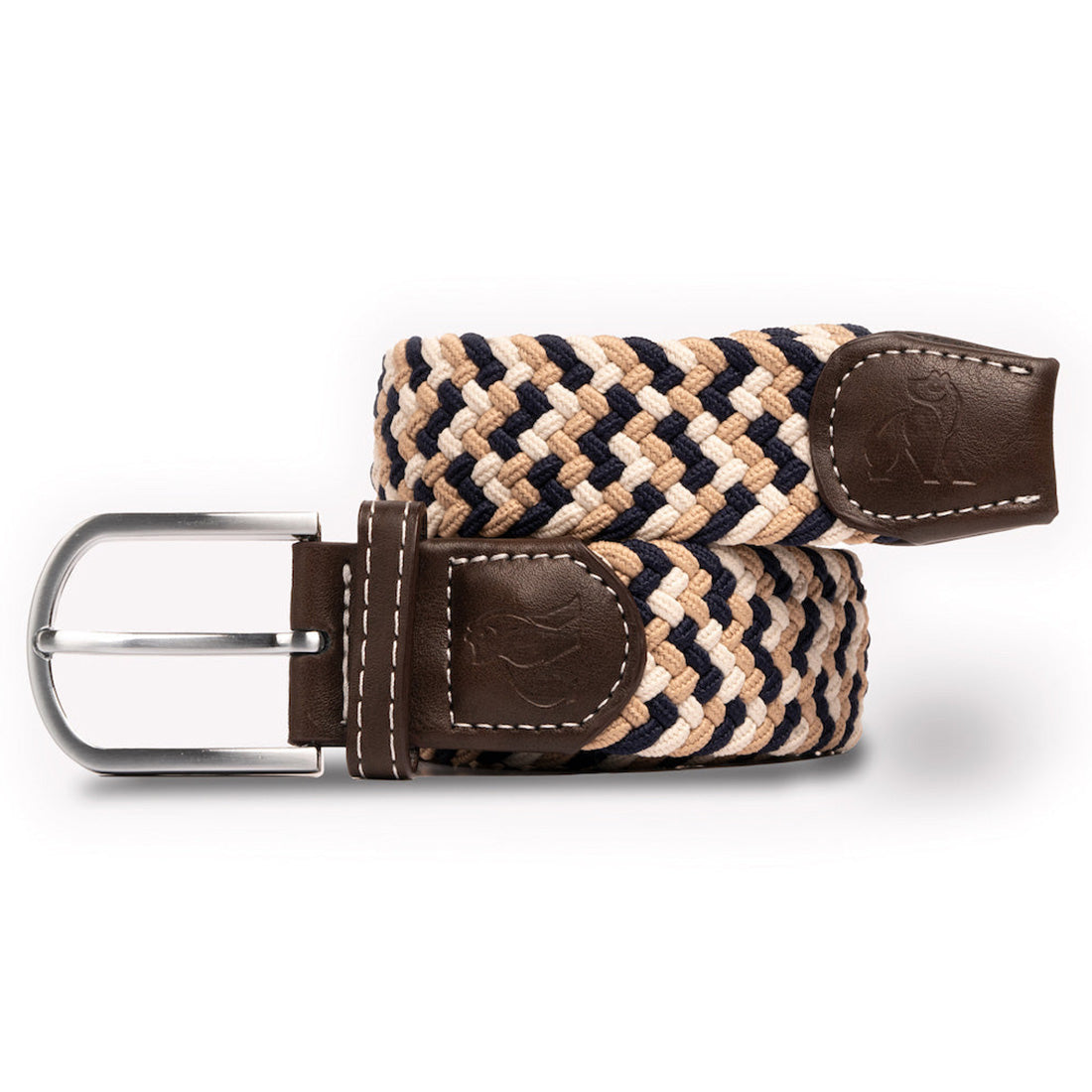 Swole Panda Woven Belt - Navy / Beige Zigzag