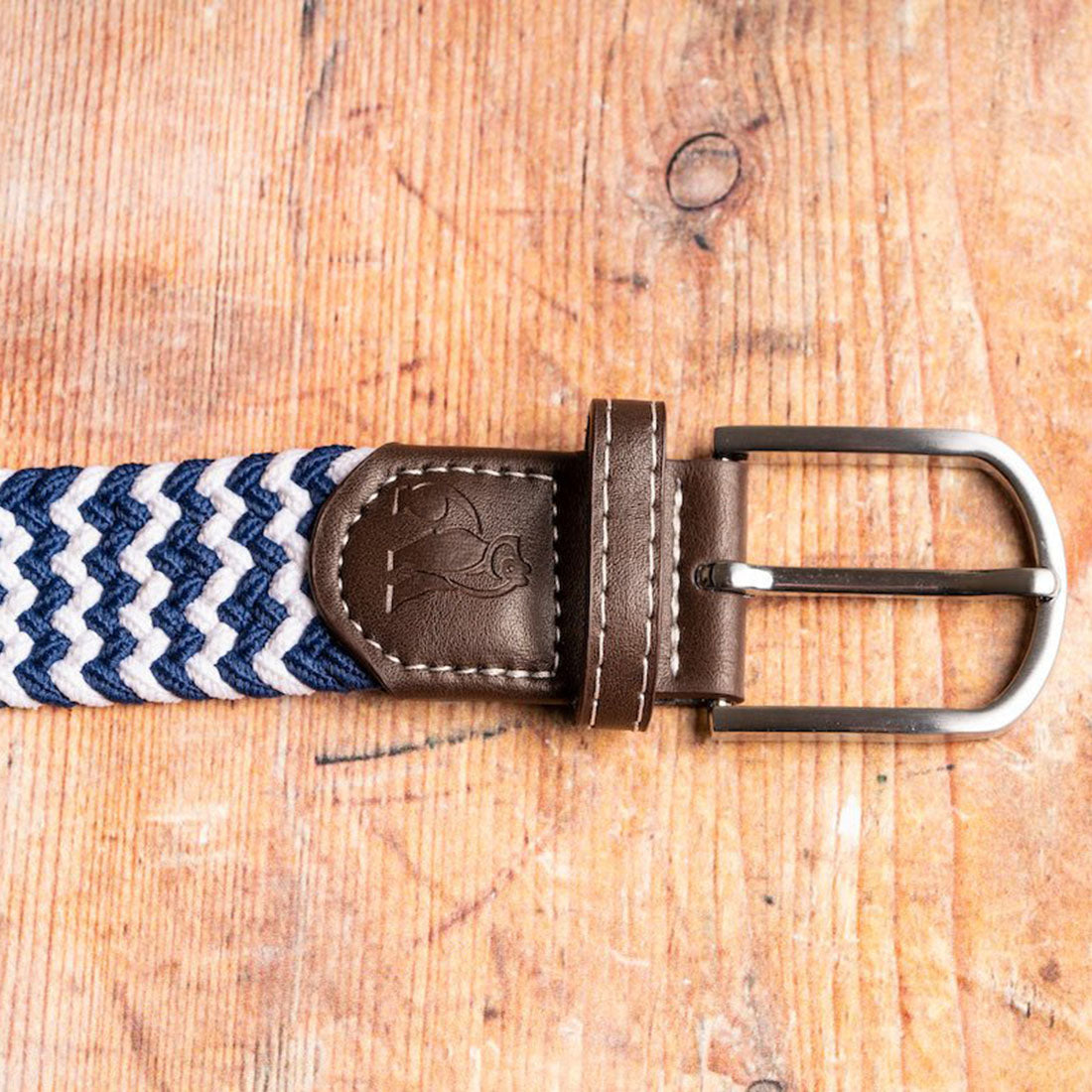 Swole Panda Woven Belt - Navy / White Zigzag