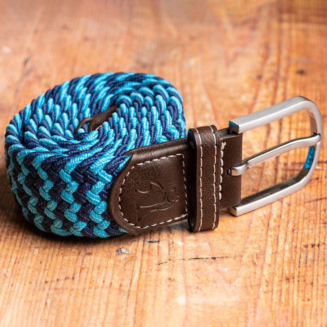 Swole Panda Woven Belt - Blue Zigzag