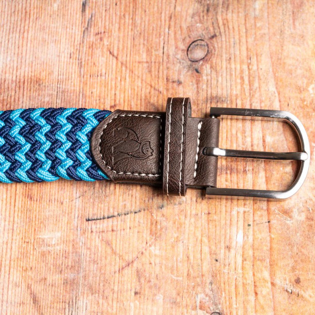 Swole Panda Woven Belt - Blue Zigzag