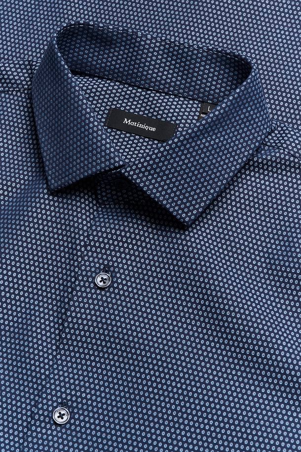 Matinique Logan Cotton Print Shirt - Dark Navy