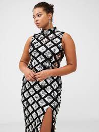French Connection Axel Embellished Midi Dress - Silver