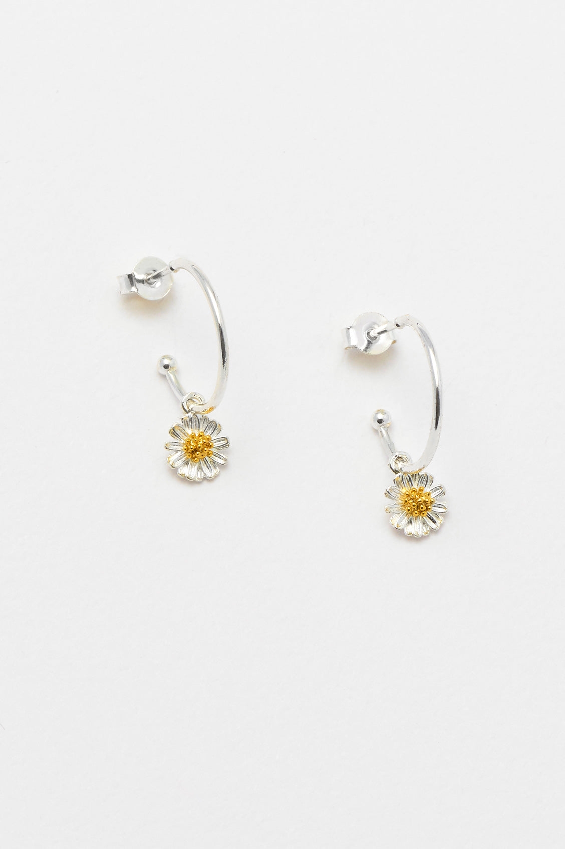 Estella Bartlett Mini Wildflower Hoop Drop Earrings- Silver & Gold Plated