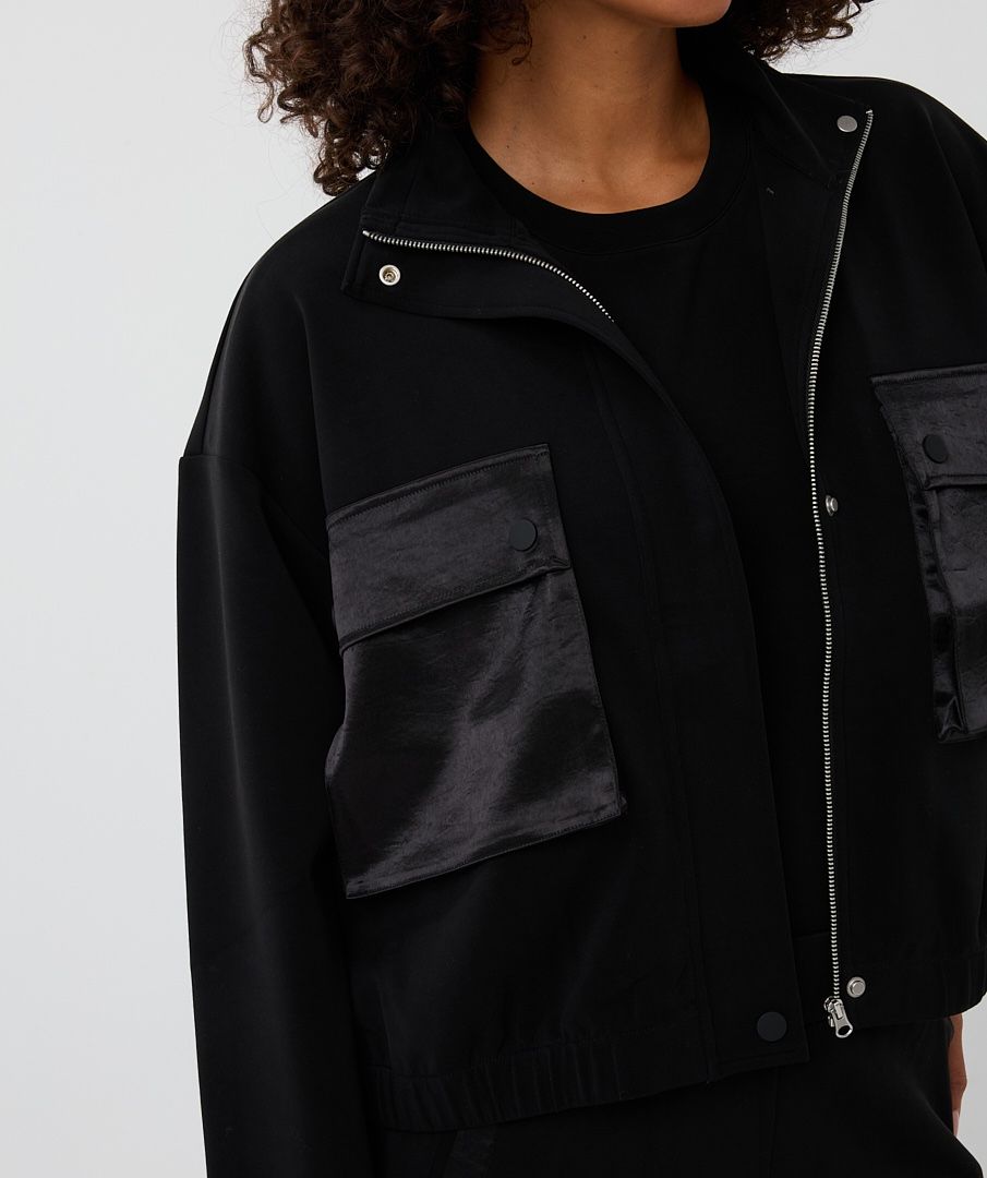 Esqualo Cardigan Bomber - Black