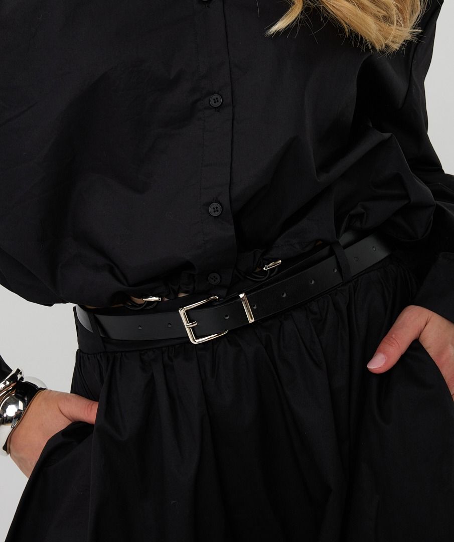 Esqualo Blouse Cropped String Poplin - Black