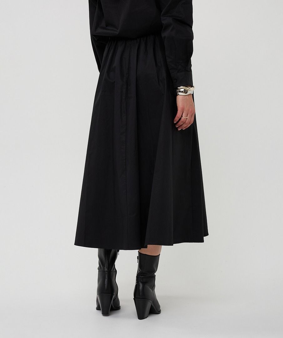 Esqualo Long Skirt Poplin Pockets - Black