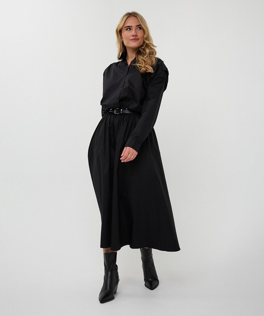 Esqualo Long Skirt Poplin Pockets - Black