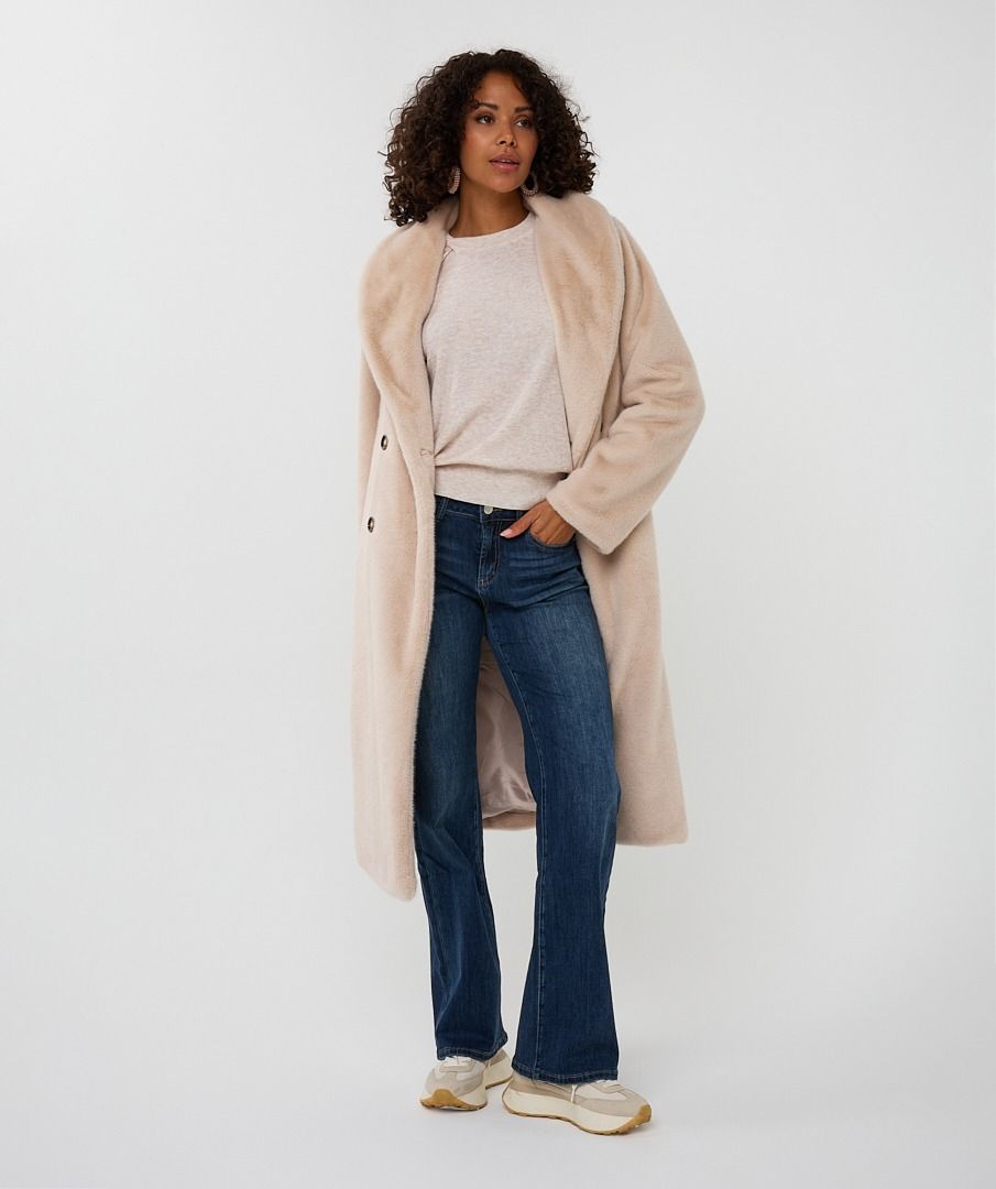 Esqualo Shawl Collar Faux Fur - Sand