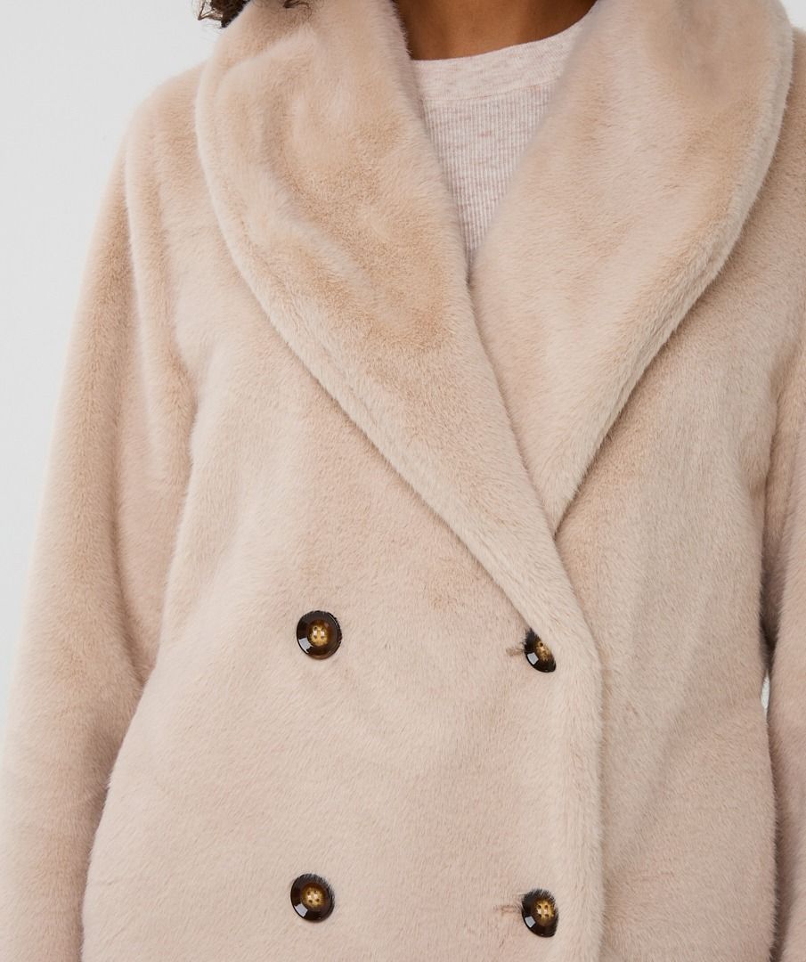 Esqualo Shawl Collar Faux Fur - Sand