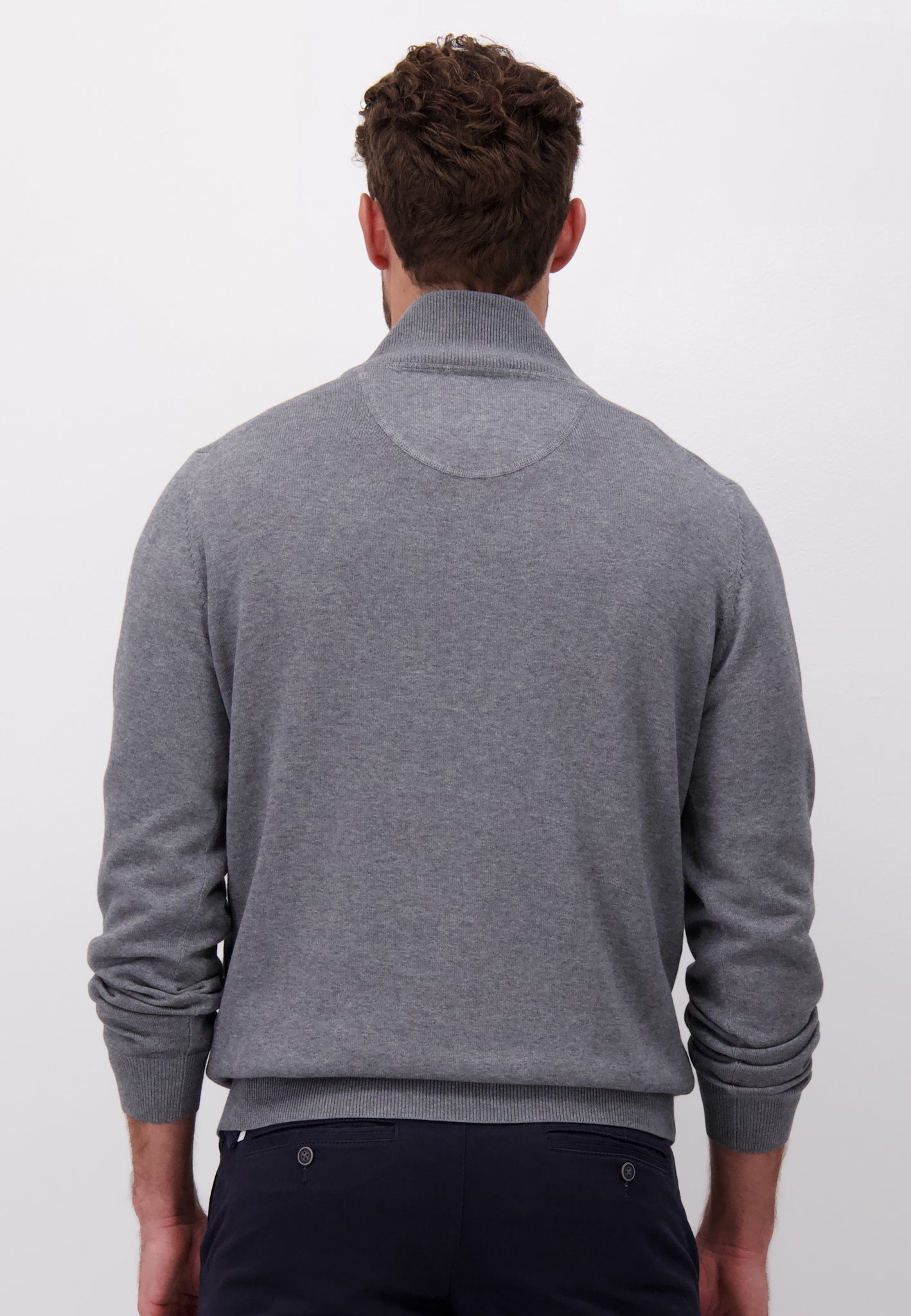 Fynch Hatton Knit Troyer Zip - Steel