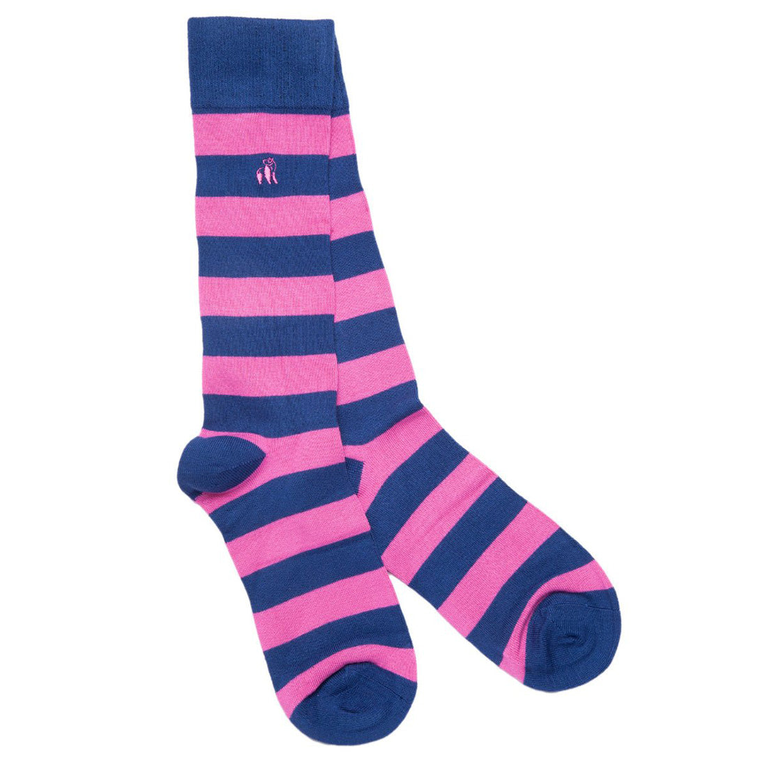 Swole Panda Striped Bamboo Socks - Rich Pink and Navy