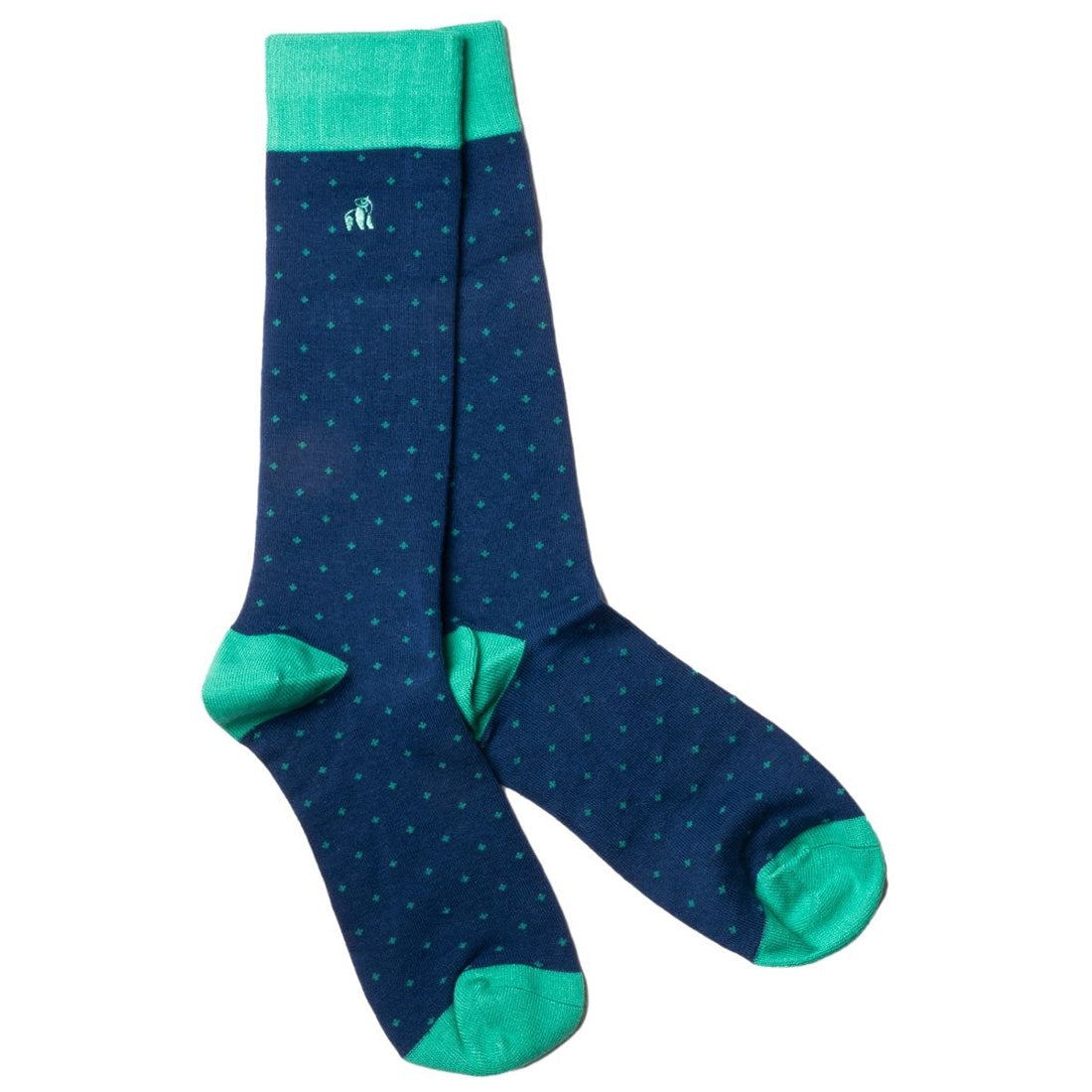 Swole Panda Bamboo Socks - Green Spotted Navy