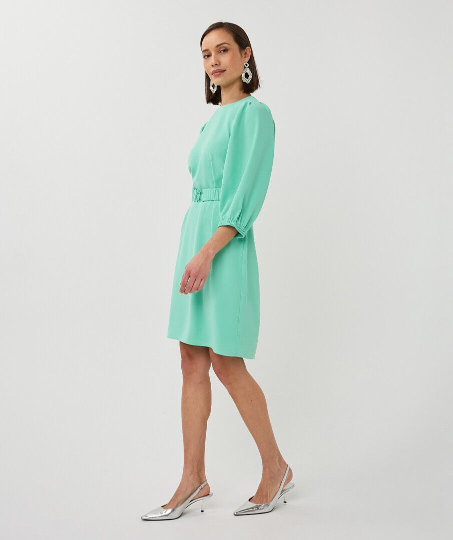 Esqualo Dress Puff Sleeve Crepe - Mint Green