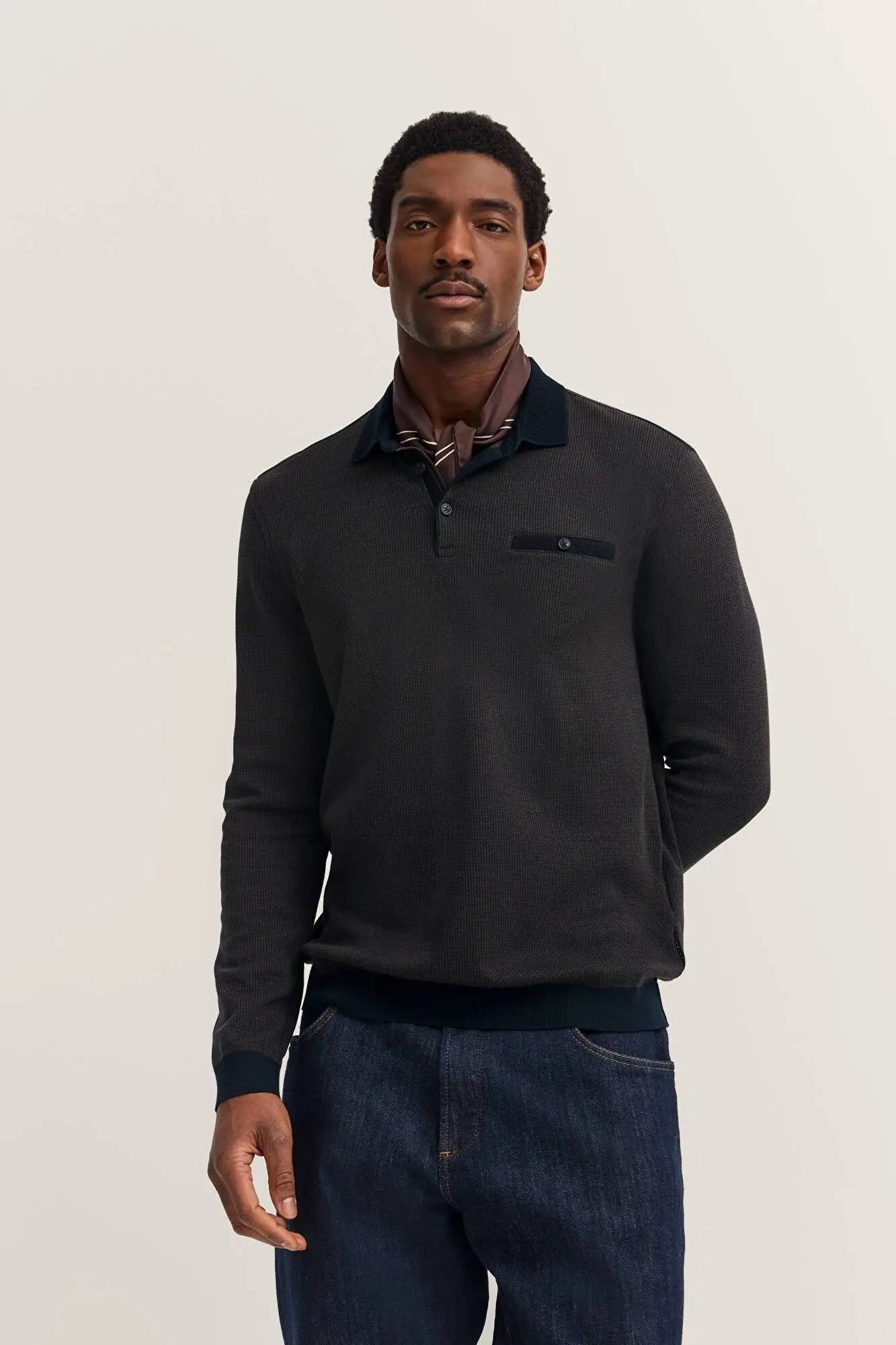 Bugatti Zip Knit Jumper- Brown