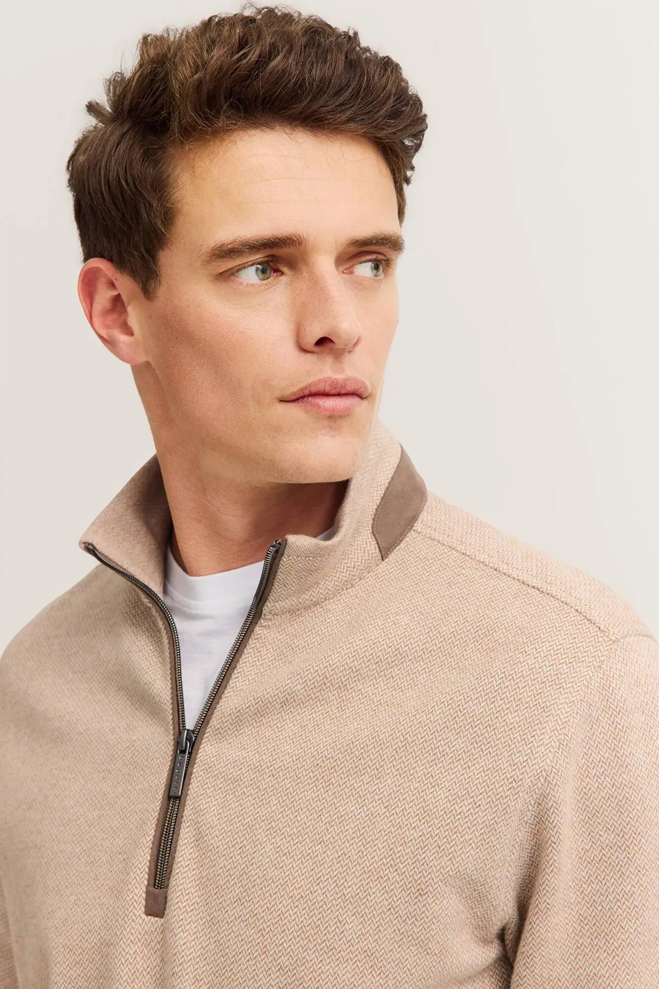 Bugatti Zip Knit Jumper - Beige