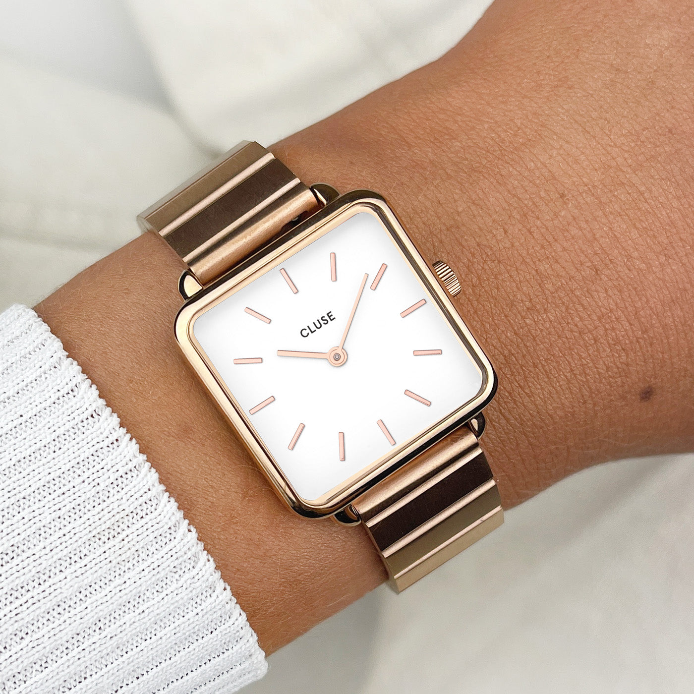 Cluse La Tétragone Steel White - Rose Gold